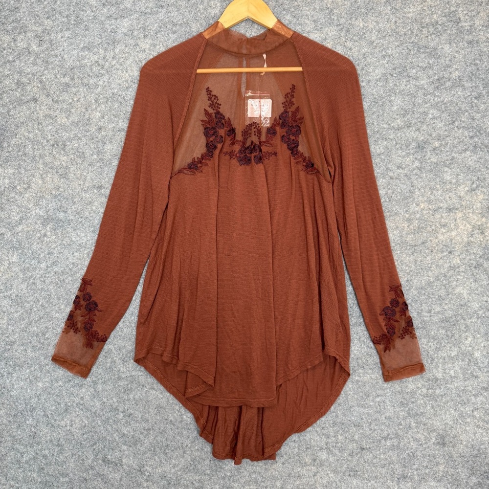 Free People Saheli Embroidered Mesh Tunic Top‎ Womens Medium Romantic Boho Chic
